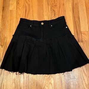 Blank NYC Black Pleated Mini Skirt with Raw-Edge Detail